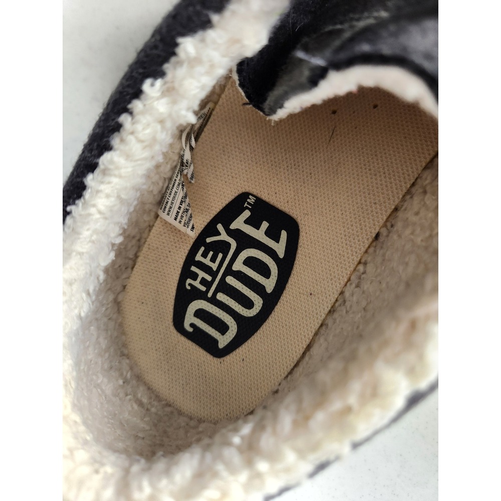 HEYDUDE Wally Warmth Mens 10 Charcoal Sherpa Lined Slip On Casual Shoes Gray - Picture 7 of 7